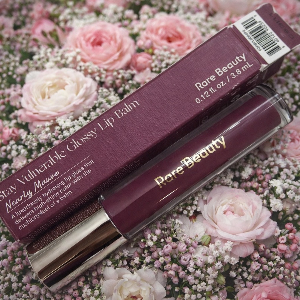 Rare Beauty Stay Vulnerable Glossy Lip Balm in Nearly Berry by Selena Gomez $20